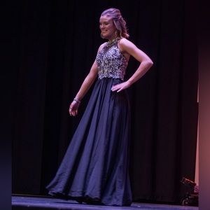 Black sparkly halter dress!